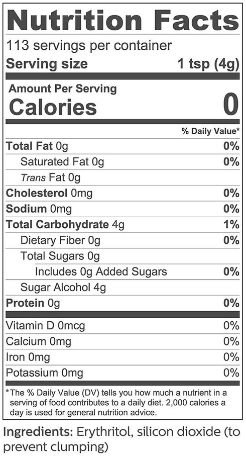 1:1 0 0 (2.5 lbs 40 oz) So Nourished Powdered Erythritol Sweetener - Sugar Substitute, Keto - Calorie, Net Carb