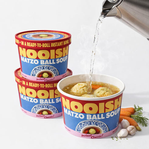(4 pack) NOOISH Instant Matzo Ball Soup | Kosher, Pareve, Vegetarian | Just add water, ready in minutes | Clean