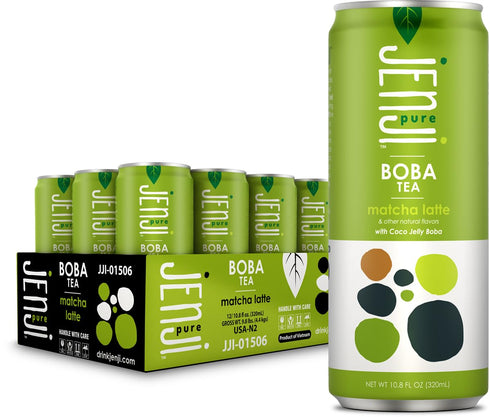 Jenji Pure Boba Tea, Matcha Latte Flavor | 10.8 fl oz, Pack