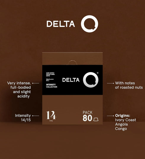 14 Pack, 80 Delta Q EpiQ Espresso Capsules for Delta Q Machines, Intensity Coffee Pods with Roasted Nut Notes, XXL Pods