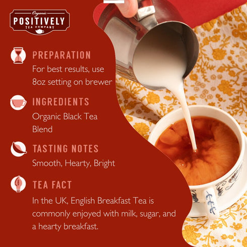24 Organic Positively Tea Company, English Breakfast Black Tea, K-Cup Compatible, Pods