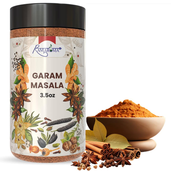 Ramaroma Natural Garam Masala Indian 15-Spice Blend Powder, 3.5oz, All Natural, Vegan, Gluten Friendly, No Preservatives