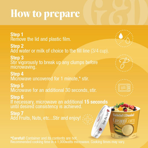 (Pack 12) Gabriel & Daniel Gluten Free Instant Cream of Corn Non-GMO, Pure and Wholesome Hot Cereal Smooth & Creamy