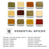Set 12 Organic Spice Starter includes Organic Spices: Cayenne | Cinnamon | Cumin | Garlic | Ginger | Italian Seasoning