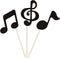 48 Pcs Black Glitter Music Notes Cupcake Toppers Musical Symbols Cake Picks for Kids Birthday Party Decorations