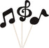 48 Pcs Black Glitter Music Notes Cupcake Toppers Musical Symbols Cake Picks for Kids Birthday Party Decorations