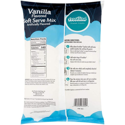 Countertop 6 lb Frostline Vanilla Soft Serve Ice Cream Mix, Lactose & Gluten Free - Just Add Water, Dairy, or Dairy