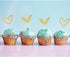 24 PCS Cute Gold Glitter Heart Cupcake Toppers for Wedding, Bridal, Anniversary, Baby Shower Party Decorations