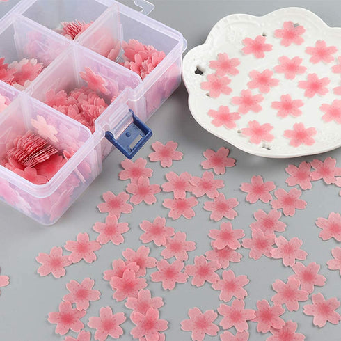 70pcs 0.9" Edible Wafer Paper Pink Cherry Blossom Flowers for Cupcake & Cake Toppers