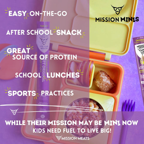 100% 9g 0.5oz (24ct Mission Meats Kids Turkey Sticks, Free Range, Healthy Snacks for Kids, Zero Sugar, Protein per