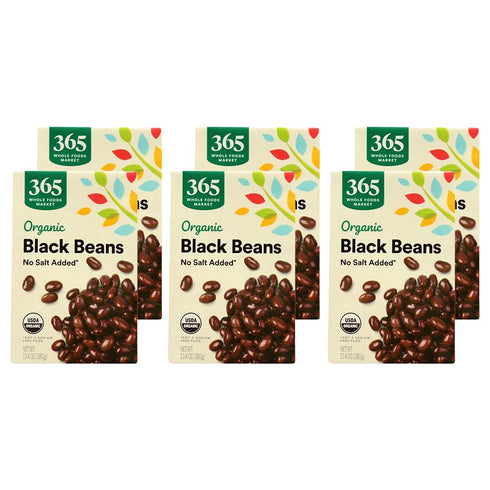 365 by Whole Foods Market, Organic Unsalted Black Beans, 13.4 Ounce (Pack