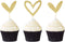 24 PCS Cute Gold Glitter Heart Cupcake Toppers for Wedding, Bridal, Anniversary, Baby Shower Party Decorations