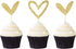 24 PCS Cute Gold Glitter Heart Cupcake Toppers for Wedding, Bridal, Anniversary, Baby Shower Party Decorations