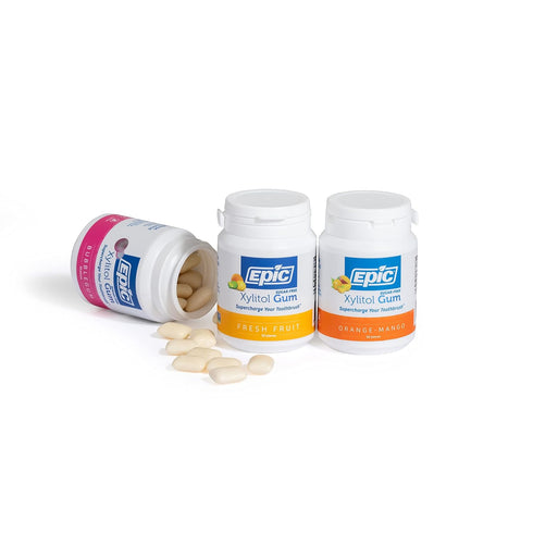 100% 50 (Pack 3) Epic Gum - Aspartame Free Xylitol - Chewing Gum Sugar Free Gum - Fresh Fruit, Bubblegum, Orange Mango