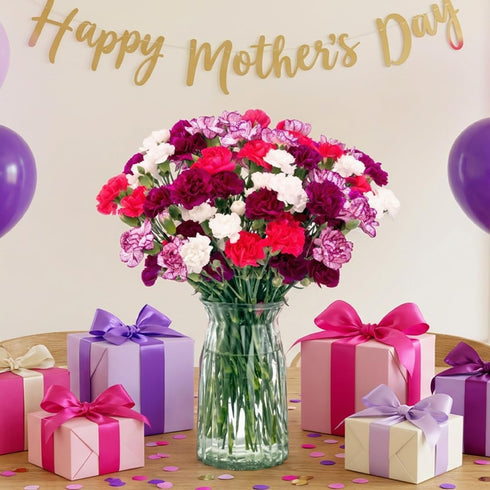 (20 Benchmark Bouquets Mini Carnation Bouquet Mothers Day Flowers for Delivery Pink White Purple Mini Flowers Fresh