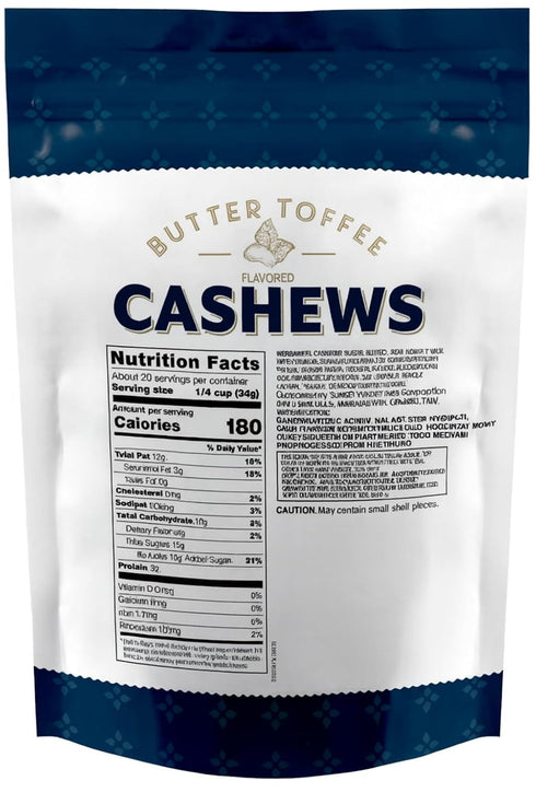 Generic 24oz, Butter Toffee Flavored Cashews compare to Snack Club, compare to Kirkland, compere to Belmont Nuts