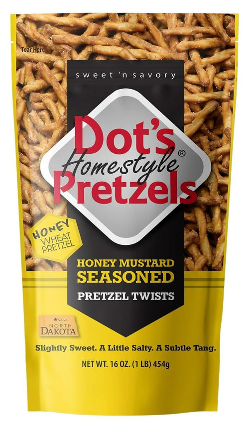 Pack 2 Dot Pretzels Honey Mustard Flavored - of - Delicious, Sweet, and Savory - Pretzel Twists - Perfect for Snacking