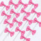 Bowknot Cupcake Topper, 20 PCS Deep Rose with Dots for Children's Birthday Baby Shower Party