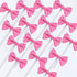 Bowknot Cupcake Topper, 20 PCS Deep Rose with Dots for Children's Birthday Baby Shower Party