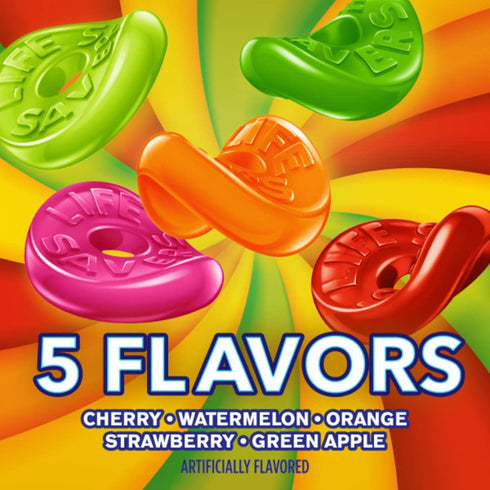 5 Summer Gummy 7 oz (Pack 12) LIFE SAVERS Flavors Candy, Bag