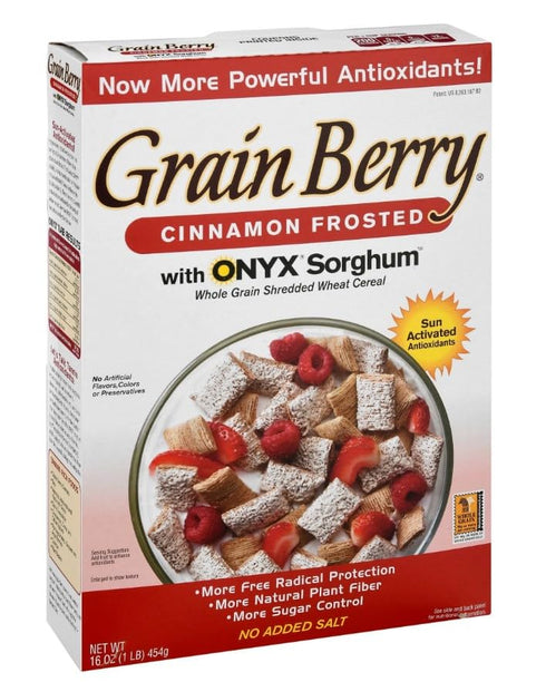 Generic 16 Oz Pack 4 Grain.Berry Cereal - Cinnamon Frosted Wheat Cereal with ONYX Sorghum - Box