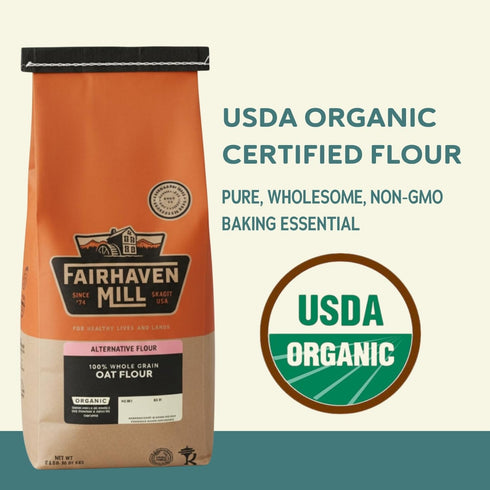 5 lbs Fairhaven Mill Organic Oat Flour - Naturally Gluten-Free - USDA Organic Certified and Whole Grain - Perfect