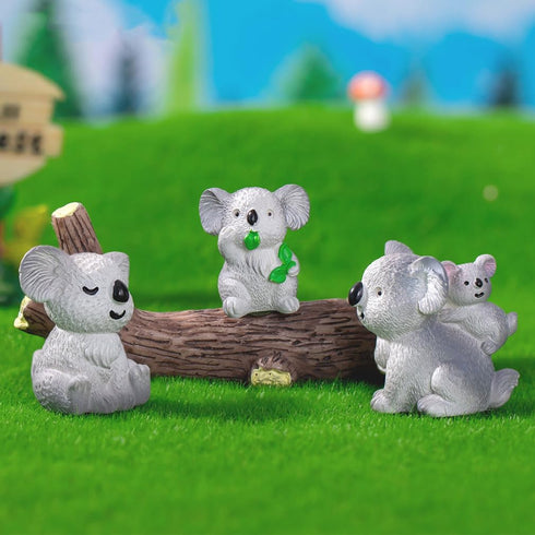 MAOMIA 5 Pcs Koala Figure Animal Toys Set, Miniature Koala Figurines for Cake Topper and Fairy Garden Decor