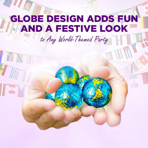 12 oz Madelaine Chocolate Premium Milk Chocolate World Globe Balls - Bag Individually Wrapped Candy Foil Map of the