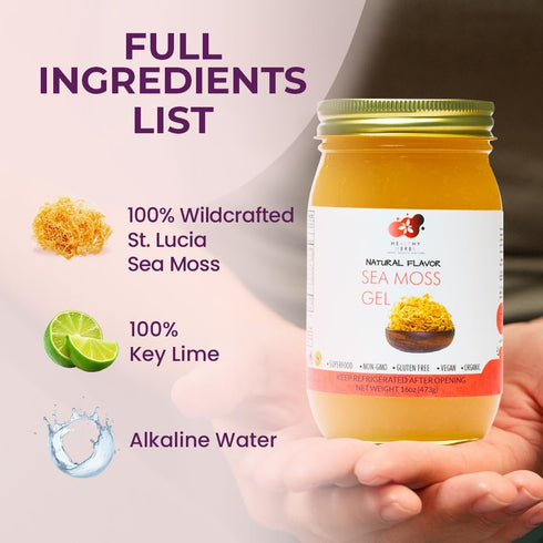 90 (16 oz.) Healthy Herbs Sea Moss Gel (Natural) Wildcrafted from Jamaican St Lucia Gold Seamoss | Wild-Harvested