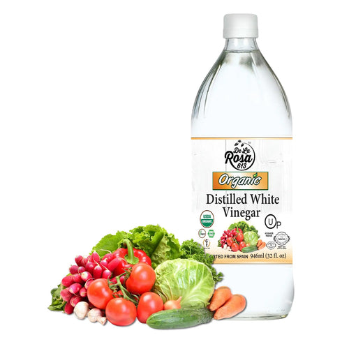 De La Rosa Organic Distilled White Vinegar, Raw & Unfiltered, Kosher for