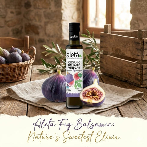 Aleta 8.45 oz Farms Fig Balsamic Vinegar, Greek Organic Flavored Vinegar, USDA Organic, Perfect for Salad Dressings