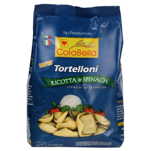 Corabella Ricotta & Spinach Fresh Pure Cheese Tortellini Pasta with Eggs, Gouda,