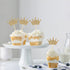 Crown Cupcake Toppers 48 Pcs, Light Gold Glittery Princess Cake Picks for Baby Shower and Birthday
