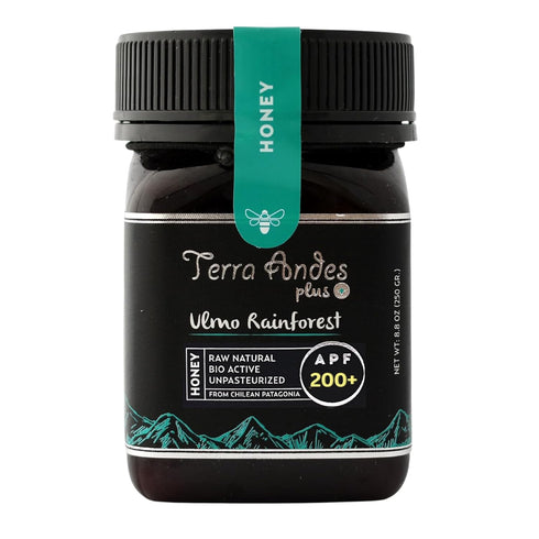Ulmo Rainforest honey APF 200+ by Terra Andes Plus. Raw natural organic