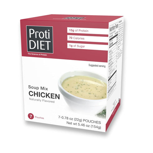 ProtiDIET High Protein Chicken Soup Mix - 7 Pouches, Low Sugar, No Fat Meal Replacement