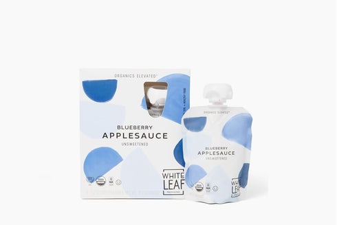 3.2oz (Pack 24) White Leaf Organic Blueberry Applesauce Regeneratively Farmed, No Added Sugar, Kosher, USDA, GMO & BPA