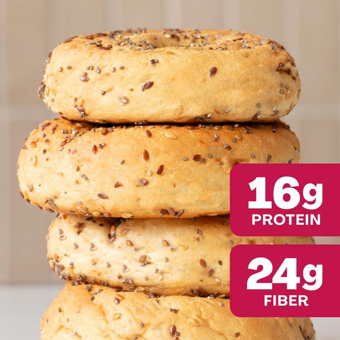 16g 7g 12.4 OZ, (4 Bagels/Pack) (Pack 3) SOLA Everything Bagels, Low Carb & Keto Friendly, of Protein Per Bagel & Net