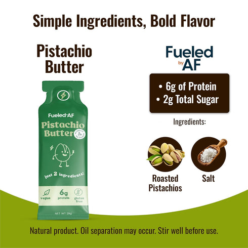 Fueled by AF (8 Fueled AF Pistachio Nut Butter Pouch, Spreadable Pistachios, Healthy, Vegan, Keto, and Paleo Friendly