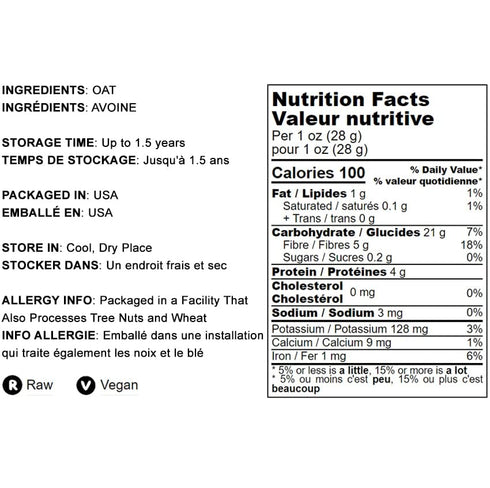Food to Live Whole Grain Oat Flour Finely Ground from Whole Grain Oat Groats, Vegan. Rich in Fiber, Protein. Perfect