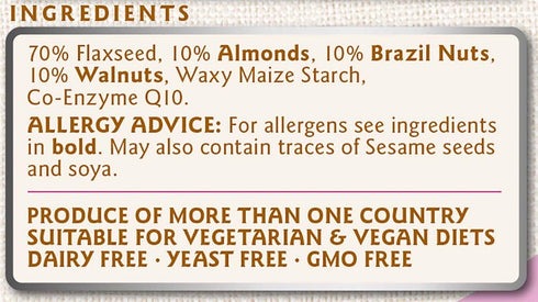 Co-q10-360g Linwoods Organic Milled Flaxseed, Almonds, Brazil Nuts, Walnuts