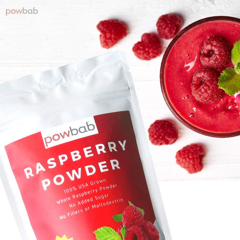 100% (5 oz) powbab Raspberry Powder from USA Grown Organic Raspberries. No Added Sugar, Not Freeze Dried, No Juice