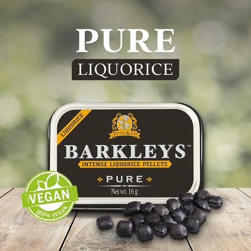 Barkleys Black Licorice Candy, Gluten Free Licorice Pellets, Vegan Black Licorice Intense (1 Can x 16 gr.)