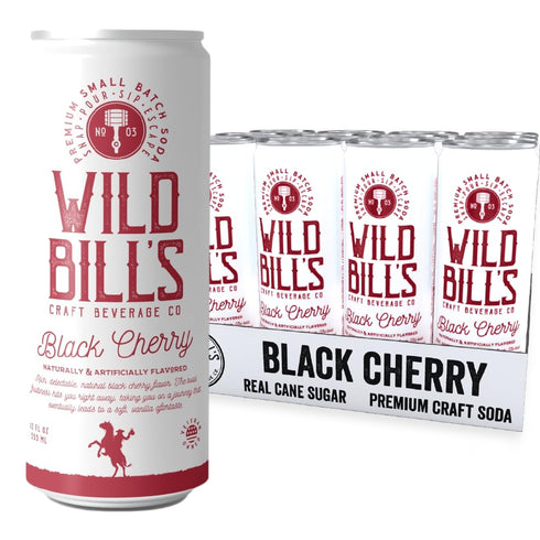 Wild Bill's Black Cherry Soda Classic Craft Soda Pop Soft Drinks, Sodas