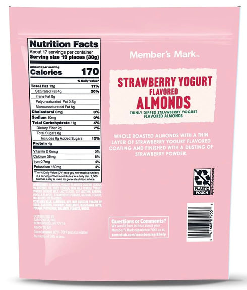 Generic MM 17.5 oz 2 Packs, Strawberry Yogurt Almonds, x Roasted Almonds with Sweet Strawberry Yogurt