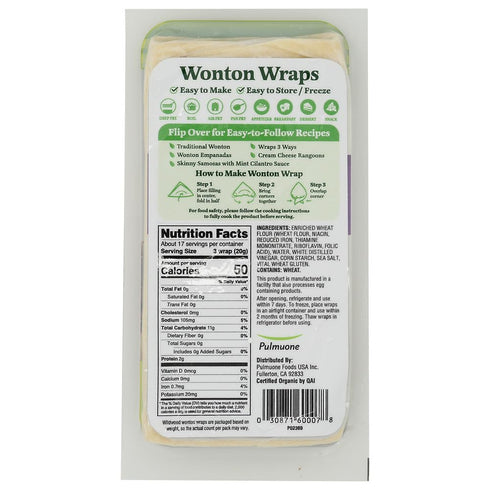 Wildwood 12 OZ Organic Wonton Wraps