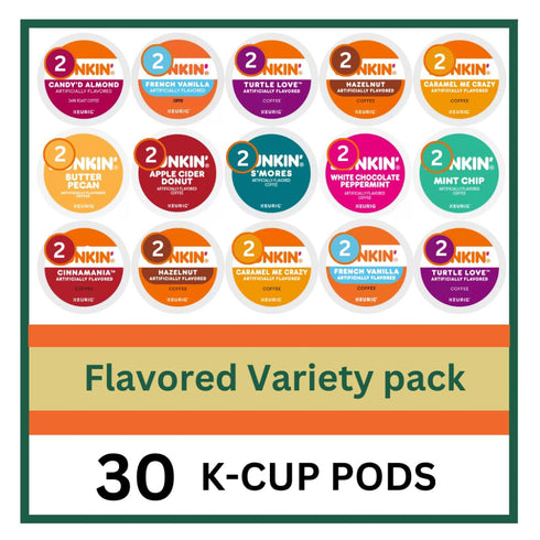 KUPIX 30 Count Pack - Flavored Variety Coffee Pods K Cup Sampler Hazelnut, Cinnamon , Pecan, Caramel, Vanilla