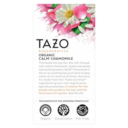 96 (16ct Pack 6) TAZO Calm Chamomile Herbal Tea Bags, Caffeine Free, Total Tea Bags