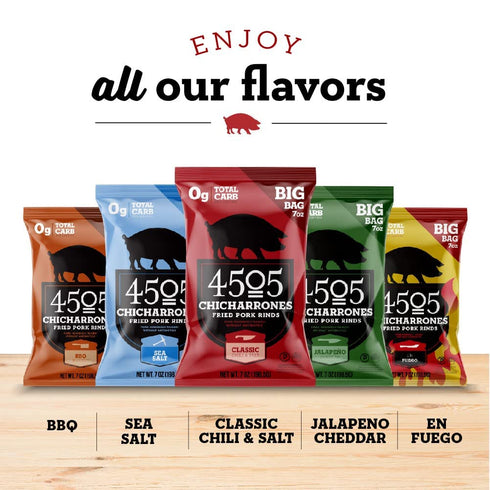 4505 1.1 oz Meats Chicharrones Fried Pork Rinds, Sea Salt