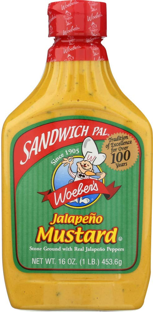 Woeber's Sandwich Pal Jalapeno Mustard 16oz (Pack of 2)