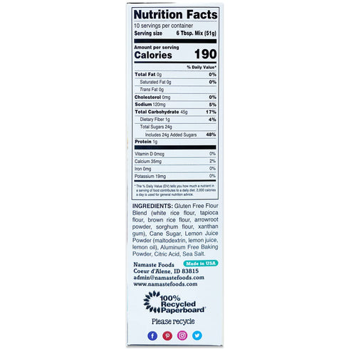 Namaste Foods Gluten Free Lemon Poundcake Mix, 18 oz
